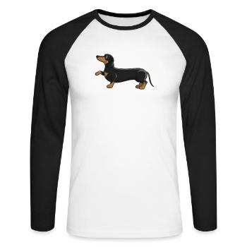 Cadeau d'anniversaire chien teckel teckel teckel - T-shirt baseball manches longues Homme - blanc/noir - Devant - Nik (191cm)