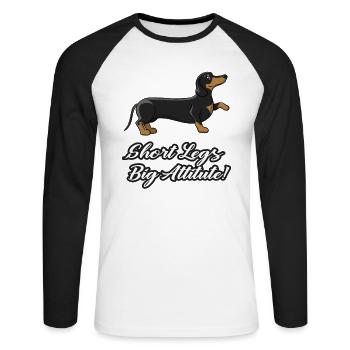 Teckel jambes courtes disant cadeau d'anniversaire de chien - T-shirt baseball manches longues Homme - blanc/noir - Devant - Nik (191cm)