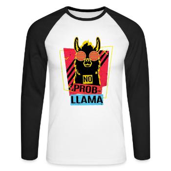 Lama - Unisex Long Sleeve Baseball T-Shirt - white/black - Front - Nik (191cm)