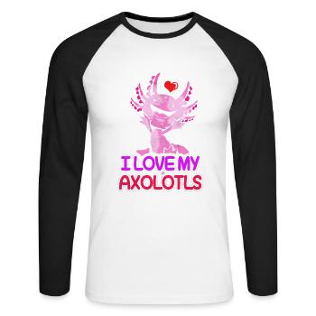 Axolotl - T-shirt baseball manches longues Homme - blanc/noir - Devant - Nik (191cm)