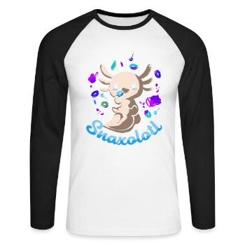 Axolotl Reptile Salamandre Aquarium Kawaii Lurch - T-shirt baseball manches longues Homme - blanc/noir - Devant - Nik (191cm)