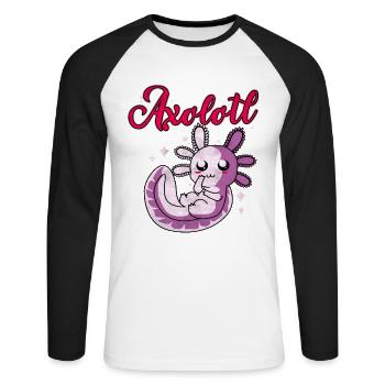 Axolotl - T-shirt baseball manches longues Homme - blanc/noir - Devant - Nik (191cm)