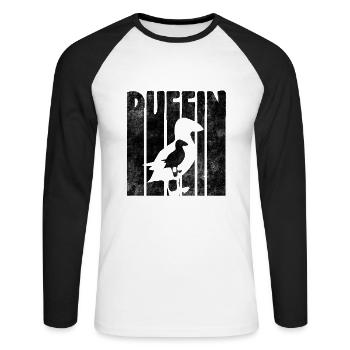 Puffin Island Parrot Diver Bird North Gift - Unisex Long Sleeve Baseball T-Shirt - white/black - Front - Nik (191cm)