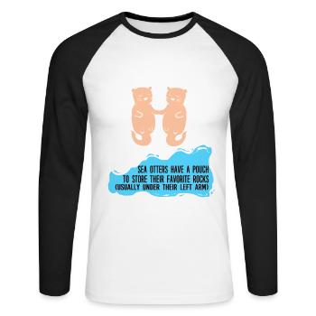 Otter Ferret Marten Water Sea Otter Beaver Sweet - Unisex Long Sleeve Baseball T-Shirt - white/black - Front - Nik (191cm)