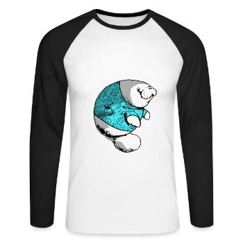 Manatee Dugong Sea Pig Sirenia Manatee - Unisex Long Sleeve Baseball T-Shirt - white/black - Front - Nik (191cm)