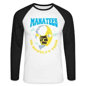 Seekuh Dugong Seeschwein Sirenia Manatee - Unisex Baseballshirt langarm - Weiß/Schwarz - Vorne - Nik (191cm)