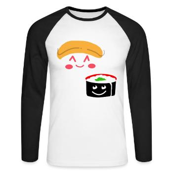 Sushi Go Rice Japan Tokyo Miso Nigiri Maki Udon - Unisex Long Sleeve Baseball T-Shirt - white/black - Front - Nik (191cm)