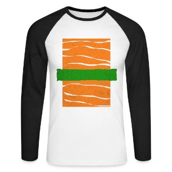 Sushi Go Rice Japan Tokyo Miso Nigiri Maki Udon - Unisex Long Sleeve Baseball T-Shirt - white/black - Front - Nik (191cm)