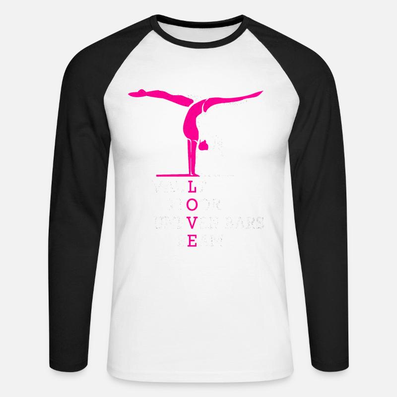 Gymnastik - Unisex Baseballshirt langarm - Weiß/Schwarz