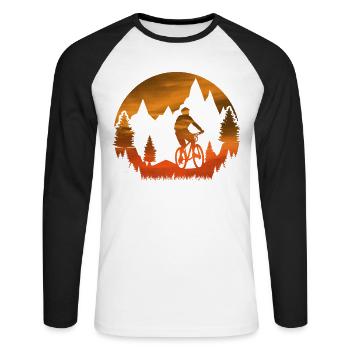 MTB cyclist gift - Unisex Long Sleeve Baseball T-Shirt - white/black - Front - Nik (191cm)