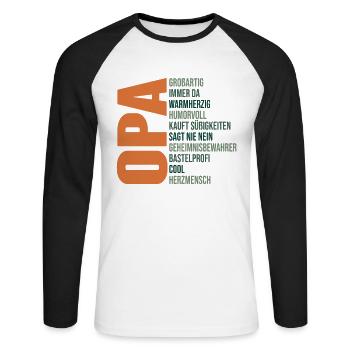 Opa Geschenk Großvater - Unisex Baseballshirt langarm - Weiß/Schwarz - Vorne - Nik (191cm)