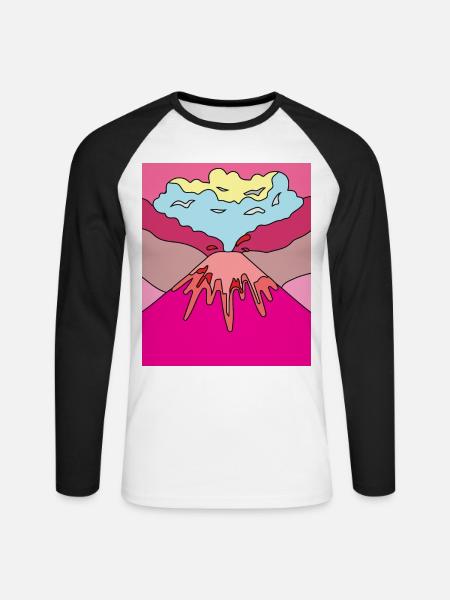 Vulkanausbruch Supervulkan Eruption Lava - Unisex Baseballshirt langarm - Weiß/Schwarz