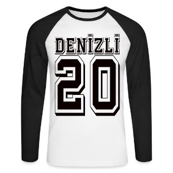 Denizli 20 - Unisex Baseballshirt langarm - Weiß/Schwarz - Vorne - Nik (191cm)
