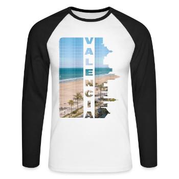 Valencia Spain City Skyline Holiday Summer - Unisex Long Sleeve Baseball T-Shirt - white/black - Front - Nik (191cm)