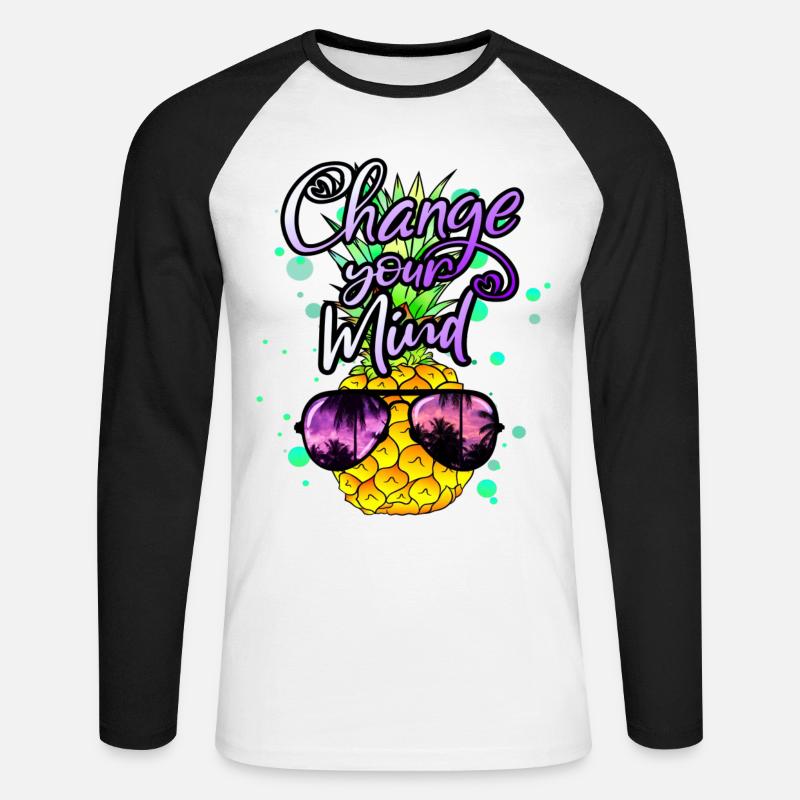 coole Ananas Change your Mind - Unisex Baseballshirt langarm - Weiß/Schwarz
