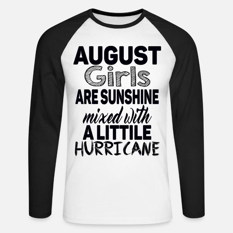 August Mädchen sind Sonnenschein - Unisex Baseballshirt langarm - Weiß/Schwarz