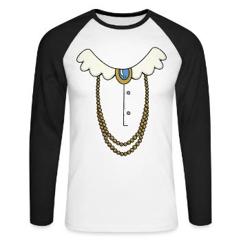 Old Lady Costume Kids & Adults Halloween - Unisex Long Sleeve Baseball T-Shirt - white/black - Front - Nik (191cm)