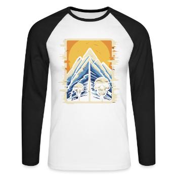 Japanese Mountains Nature: Horror Tarot Skull - Unisex Long Sleeve Baseball T-Shirt - white/black - Front - Nik (191cm)