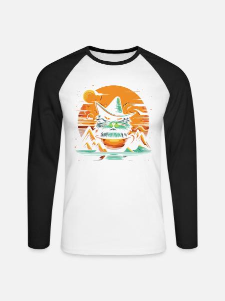 Eine Tasse voller Zauberer-Katze - Unisex Baseballshirt langarm - Weiß/Schwarz