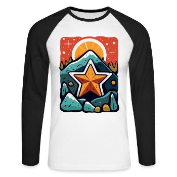 Le soleil, les montagnes, les rochers et les étoiles - T-shirt baseball manches longues Homme - blanc/noir - Devant - Nik (191cm)