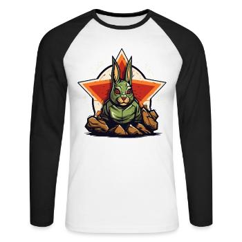 Some rocks and a green star hare - Unisex Long Sleeve Baseball T-Shirt - white/black - Front - Nik (191cm)