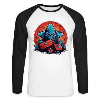 Zombie skull on the rocks - Unisex Long Sleeve Baseball T-Shirt - white/black - Front - Nik (191cm)