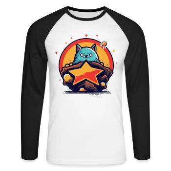 Brave and bold cat - Unisex Long Sleeve Baseball T-Shirt - white/black - Front - Nik (191cm)