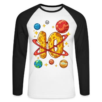 10 Anniversaire Astronaute de l’espace 10 ans - T-shirt baseball manches longues Homme - blanc/noir - Devant - Nik (191cm)