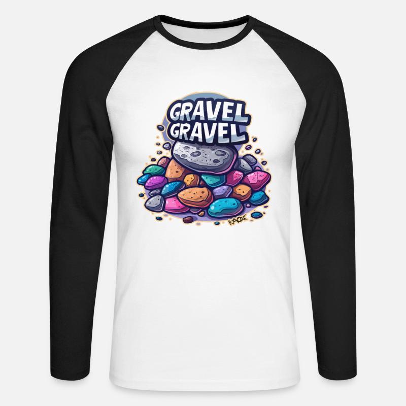Gravel oder Schotter - Unisex Baseballshirt langarm - Weiß/Schwarz