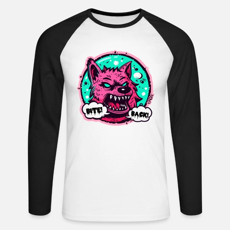 Werewolf Wolf: Bite back! - Unisex Long Sleeve Baseball T-Shirt - white/black