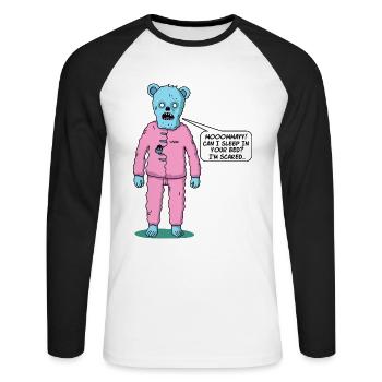 Cute zombie bear doesn't sleep, needs mom - Unisex Long Sleeve Baseball T-Shirt - white/black - Front - Nik (191cm)