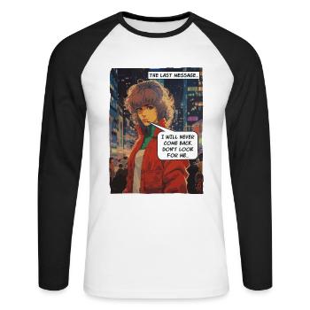 Cartoon of the girl who doesn't come back - Unisex Long Sleeve Baseball T-Shirt - white/black - Front - Nik (191cm)