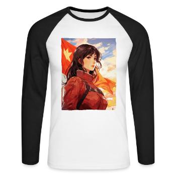 Propagande beauté : Filles socialistes - T-shirt baseball manches longues Homme - blanc/noir - Devant - Nik (191cm)