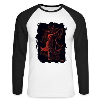 Ein Tanz mit dem Teufel - Unisex Baseballshirt langarm - Weiß/Schwarz - Vorne - Nik (191cm)