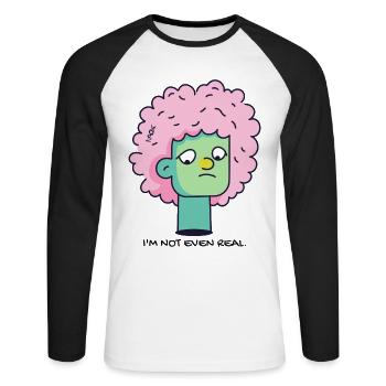 Je ne suis même pas réel - T-shirt baseball manches longues Homme - blanc/noir - Devant - Nik (191cm)