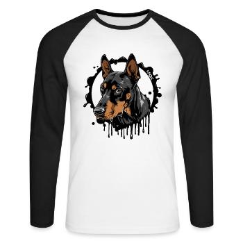 Doberman Dog: Dog Owner - Unisex Long Sleeve Baseball T-Shirt - white/black - Front - Nik (191cm)