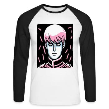 Dessin animé Soldier : Souverain - T-shirt baseball manches longues Homme - blanc/noir - Devant - Nik (191cm)