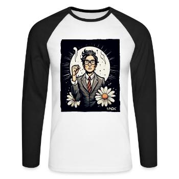 Un employé japonais se bat pour la liberté - T-shirt baseball manches longues Homme - blanc/noir - Devant - Nik (191cm)