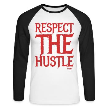 Respectez l’enjeu et l’agitation - T-shirt baseball manches longues Homme - blanc/noir - Devant - Nik (191cm)
