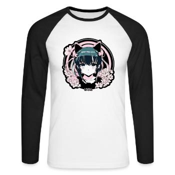 Emblème d’idole de fille d’anime super mignon - T-shirt baseball manches longues Homme - blanc/noir - Devant - Nik (191cm)