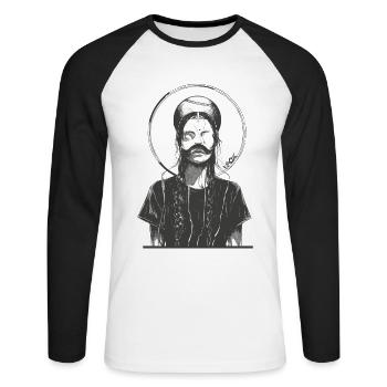Art fou : Fille de baseball - T-shirt baseball manches longues Homme - blanc/noir - Devant - Nik (191cm)