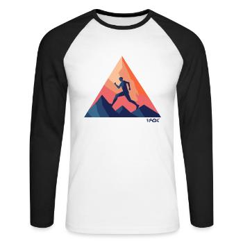 Triangle emblem of outdoor running and running - Unisex Long Sleeve Baseball T-Shirt - white/black - Front - Nik (191cm)