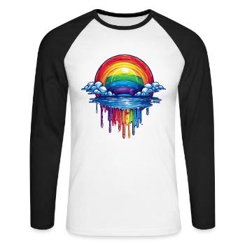 Cloud & Rainbow Portal - Unisex Long Sleeve Baseball T-Shirt - white/black - Front - Nik (191cm)