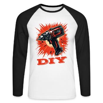 Do It Yourself : Tournevis sans fil, artisan - T-shirt baseball manches longues Homme - blanc/noir - Devant - Nik (191cm)