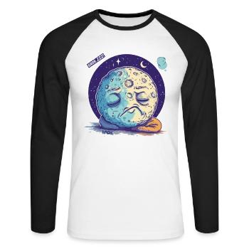 Sleeping Moon Among the Stars - Unisex Long Sleeve Baseball T-Shirt - white/black - Front - Nik (191cm)