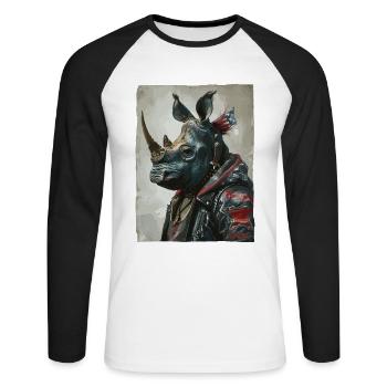 Patriotic Punk Rhinoceros - Unisex Long Sleeve Baseball T-Shirt - white/black - Front - Nik (191cm)