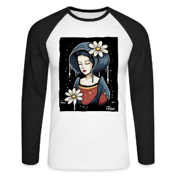 Butterflower Beauty: The Wise Woman - Unisex Long Sleeve Baseball T-Shirt - white/black - Front - Nik (191cm)