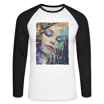 Girl sleeping in lavender - Unisex Long Sleeve Baseball T-Shirt - white/black - Front - Nik (191cm)