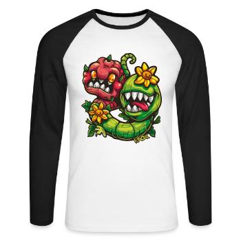 Funny Monster Flowers - Unisex Long Sleeve Baseball T-Shirt - white/black - Front - Nik (191cm)