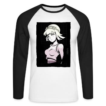 Cybernétique Anime Future Drama Girl - T-shirt baseball manches longues Homme - blanc/noir - Devant - Nik (191cm)